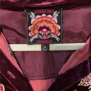 Johnny Was Burgundy Velvet shacket